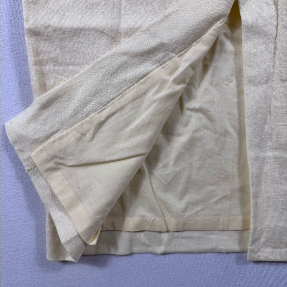 Ann Taylor Soft Yellow Linen Blend Midi Skirt Size 2 | Back Slit | Workwear - Picture 5 of 8